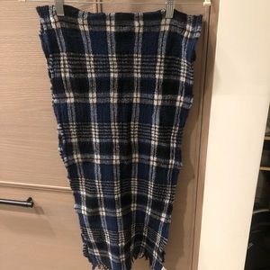 Blue Plaid Wool Scarf
